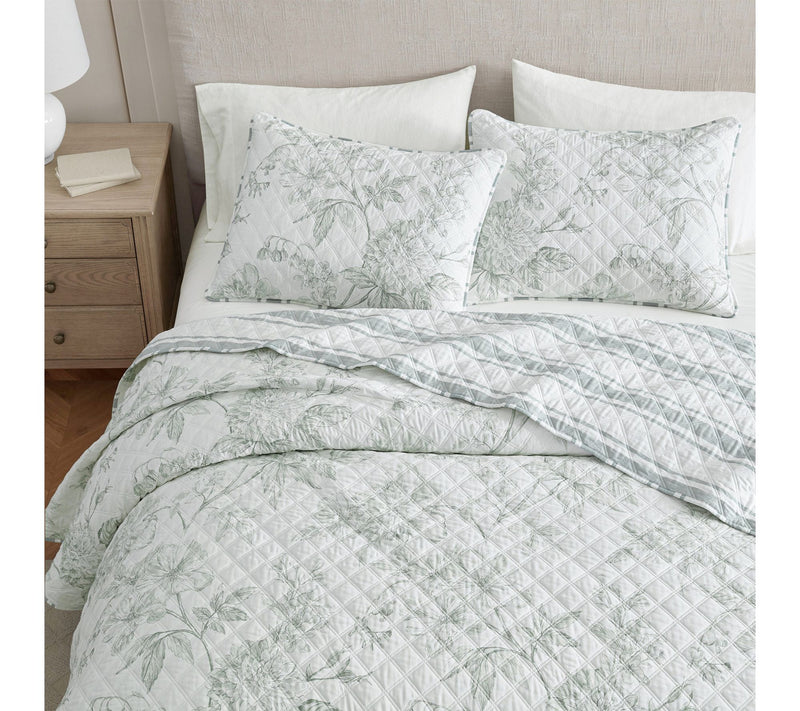 Martha Stewart Vine Flora Green Cotton King Quilt Set — View 3