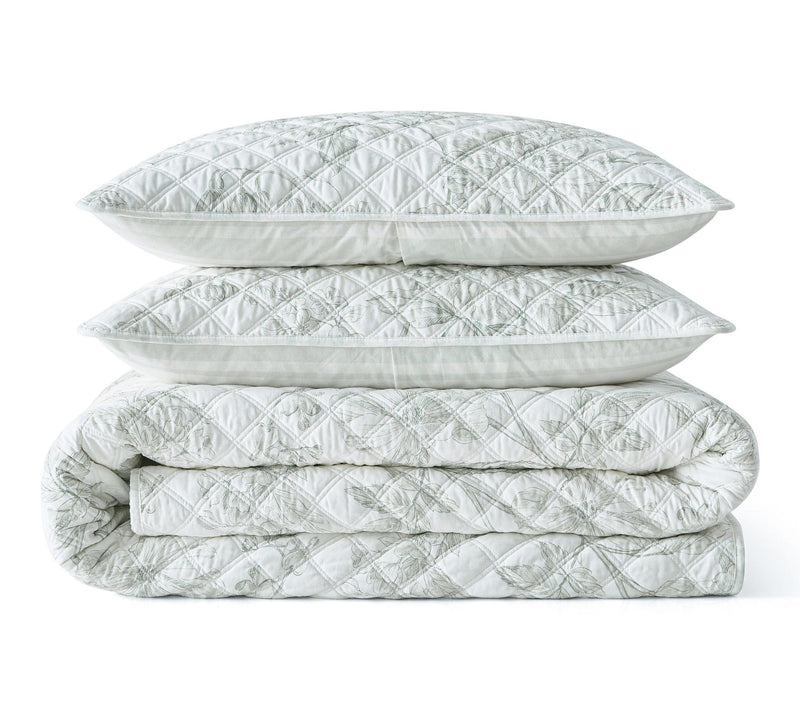 Martha Stewart Vine Flora Green Cotton King Quilt Set — View 2