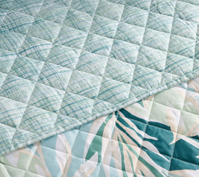 Printed Palm Reversible Queen Quilt Set with Pillow by Kim Gravel — View 2