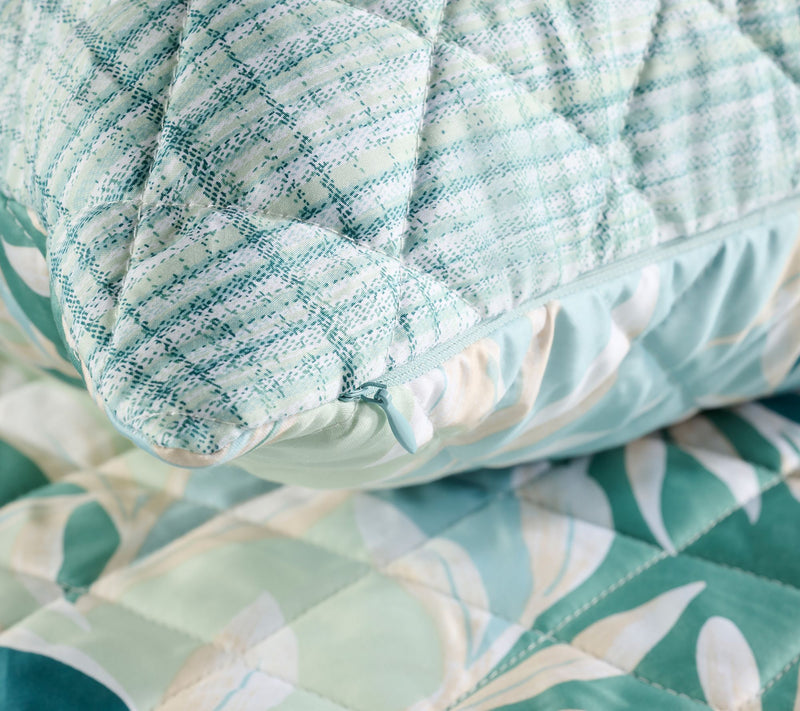 Printed Palm Reversible Queen Quilt Set with Pillow by Kim Gravel — View 3