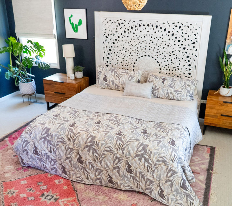 Printed Palm Reversible King Quilt Set with Pillow by Kim Gravel — View 8