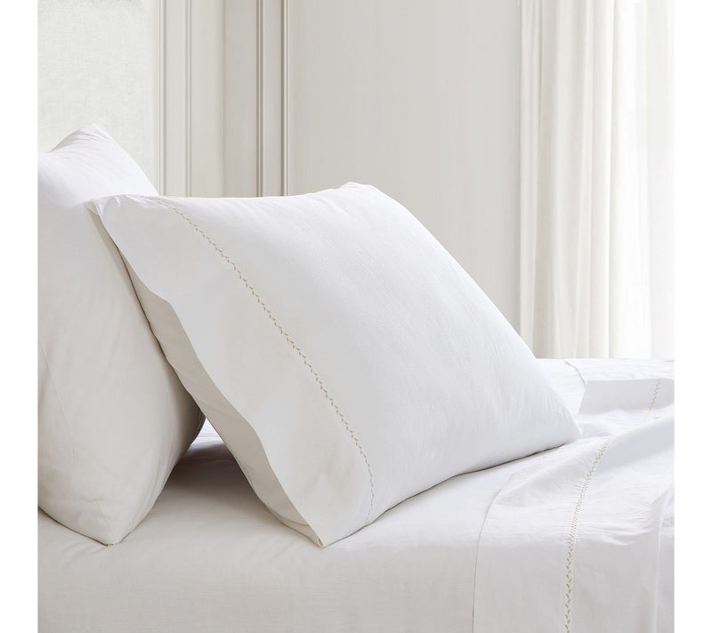 Martha Stewart Lilly Pond Leaf Beige Cotton King Sheet Set — View 8