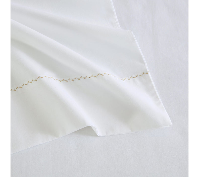 Martha Stewart Lilly Pond Leaf Beige Cotton Full Sheet Set — View 4