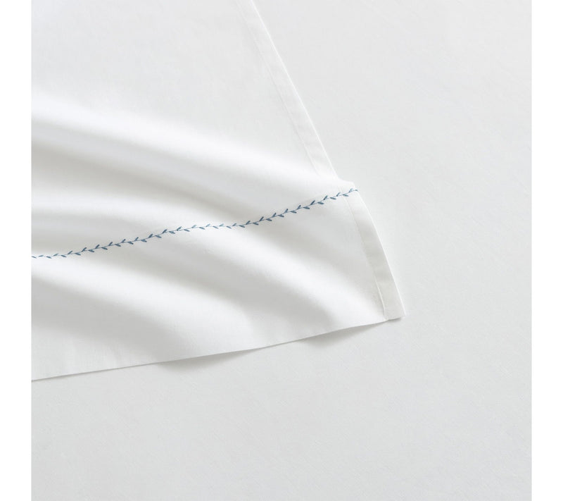 Martha Stewart Lilly Pond Leaf Blue Cotton TwinSheet Set — View 4