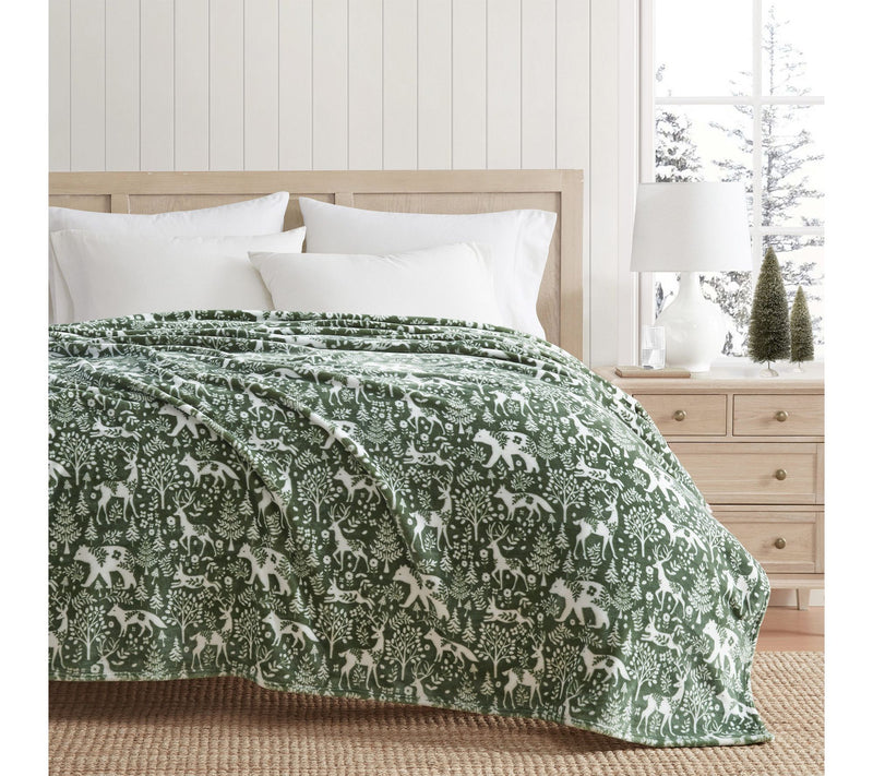 Martha Stewart Nordic Forest Green Plush 60"X70" Throw — View 2