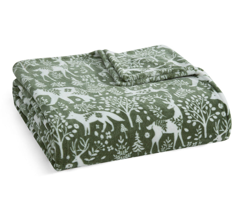 Martha Stewart Nordic Forest Green Plush 60"X70" Throw — Main view