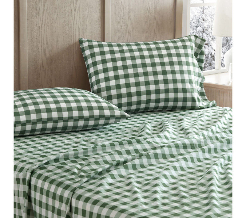 Martha Stewart Madison Gingham Green Cotton Quen Sheet Set — View 3