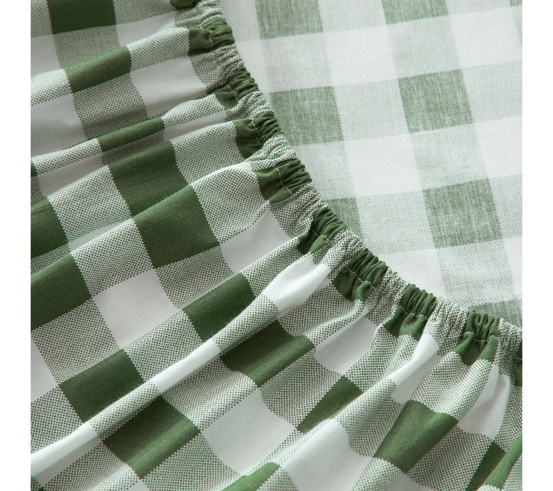 Martha Stewart Madison Gingham Green Cotton Quen Sheet Set — View 5
