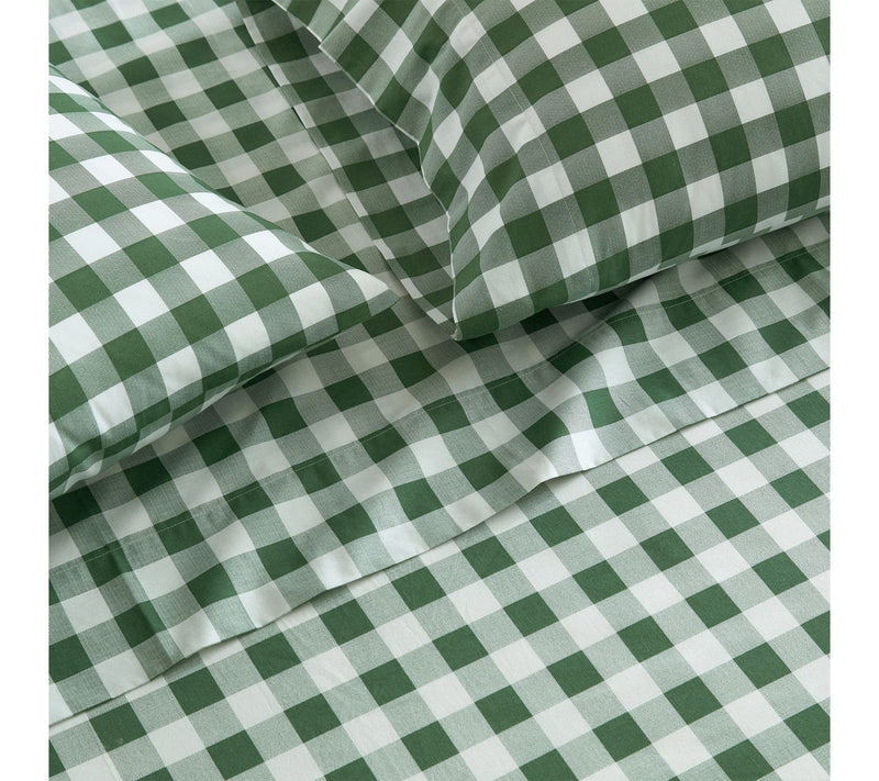 Martha Stewart Madison Gingham Green Cotton Full Sheet Set — View 8