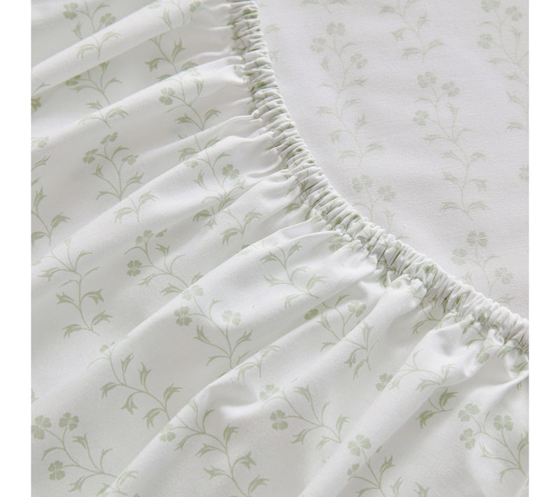 Martha Stewart Ditsy Vine White/Green Cotton Full Sheet Set — View 5