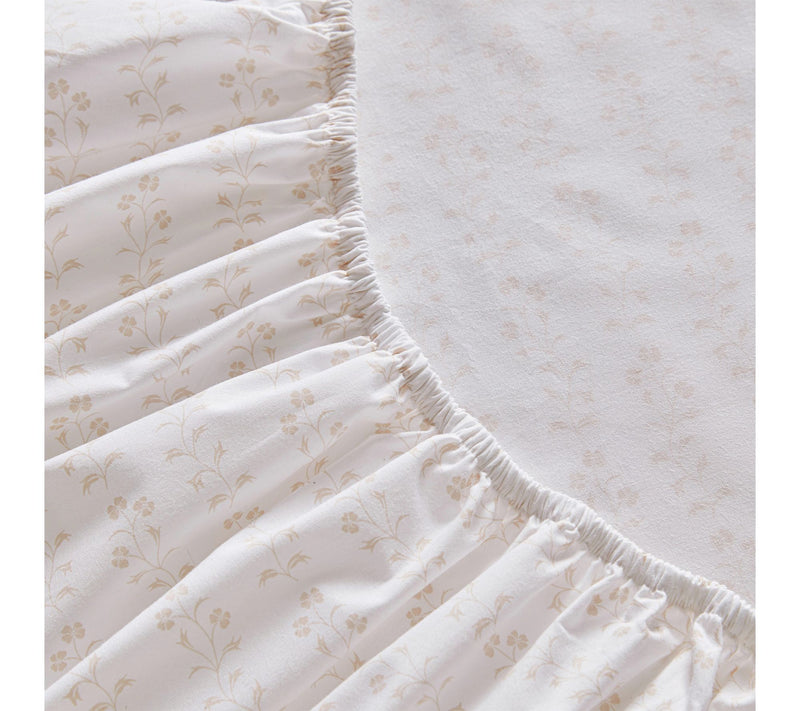 Martha Stewart Ditsy Vine White/Peach Cotton Twin Sheet Set — View 5