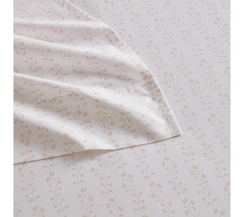 Martha Stewart Ditsy Vine White/Peach Cotton Twin Sheet Set — View 4