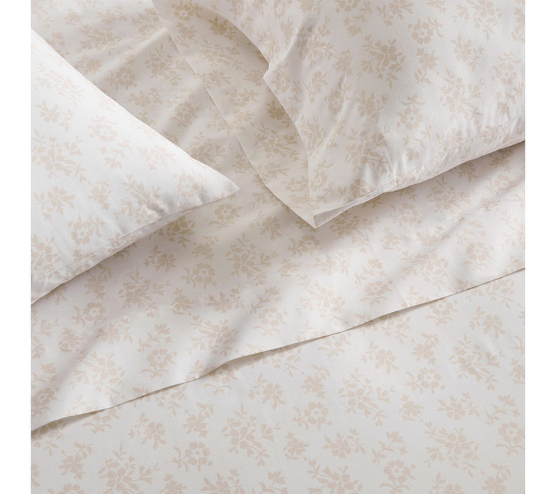 Martha Stewart Floral White/Beige Cotton King Sheet Set — View 5