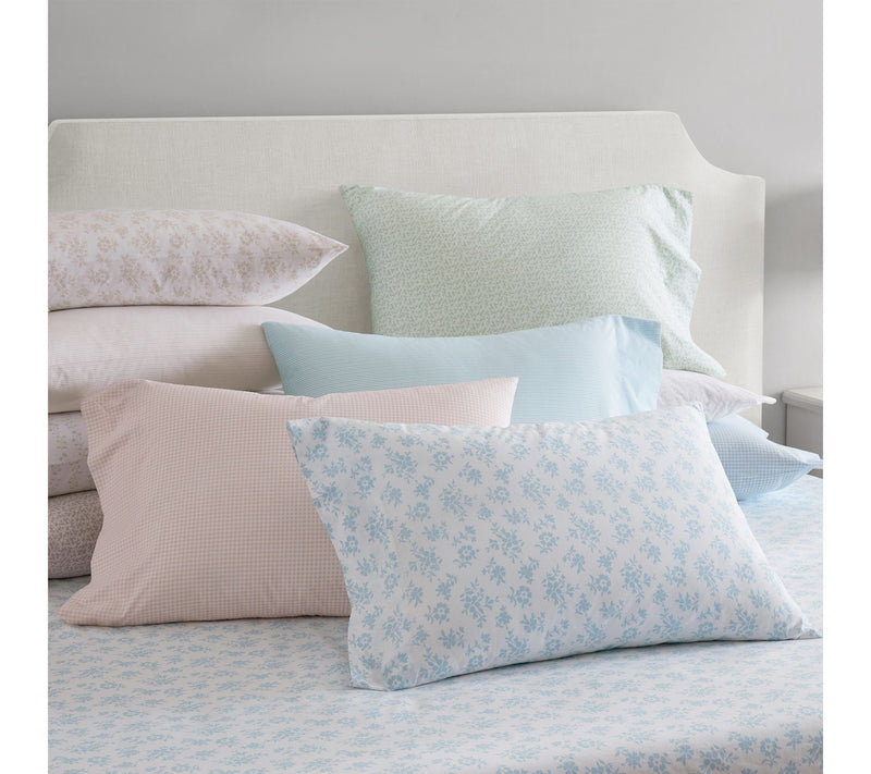 Martha Stewart Floral White/Blue Cotton King Sheet Set — View 6