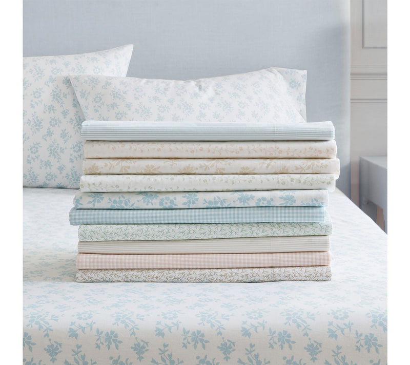 Martha Stewart Floral White/Blue Cotton Twin Sheet Set — View 7