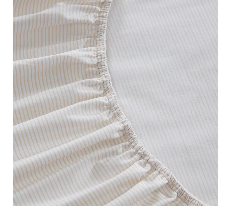 Martha Stewart Stripe White/Beige Cotton Twin Sheet Set — View 5