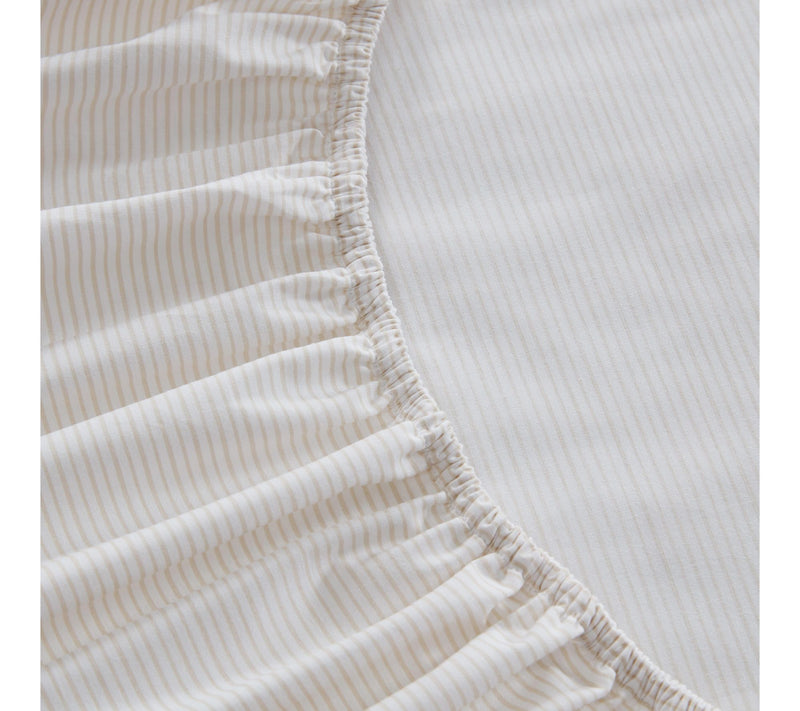 Martha Stewart Stripe White/Beige Cotton Full Sheet Set — View 5