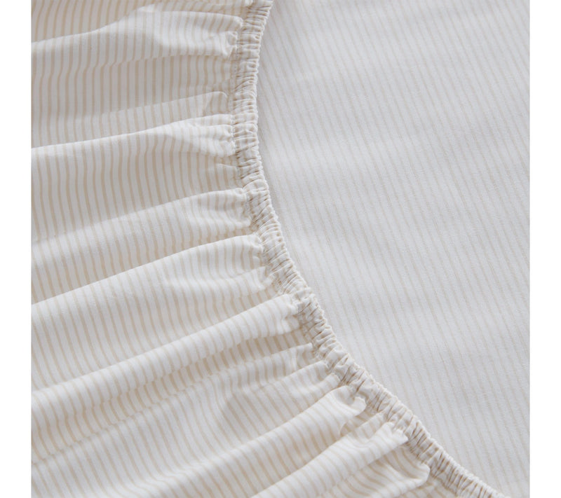 Martha Stewart Stripe White/Beige Cotton QueenSheet Set — View 5