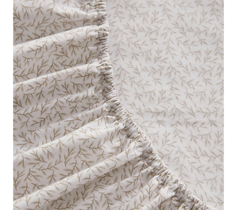 Martha Stewart Leaves White/Beige Cotton King Sheet Set — View 5