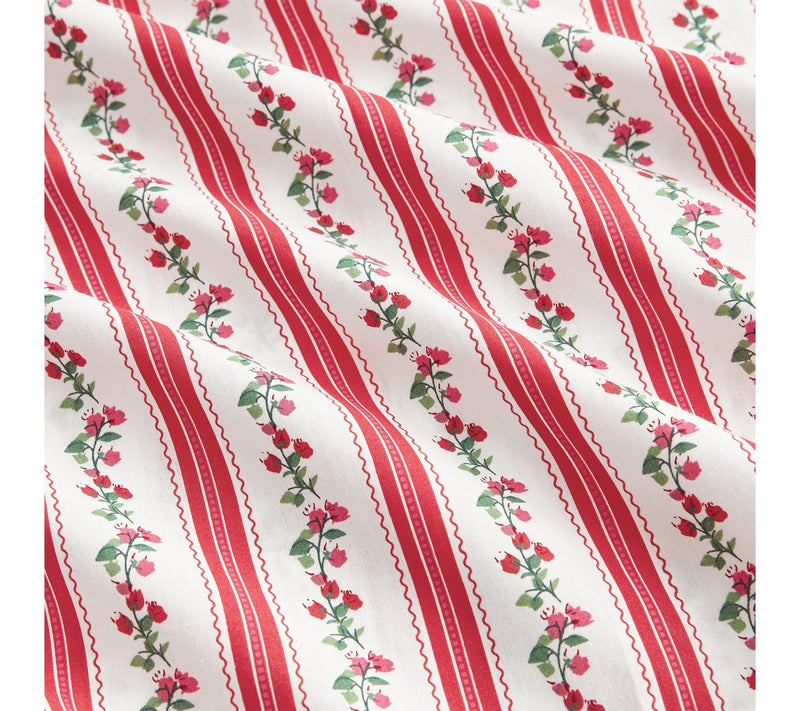 Martha Stewart Rose Ribbon White/Red Cotton Twin Sheet Set — View 6