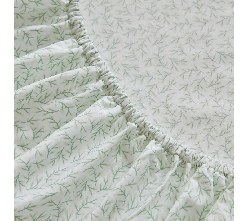 Martha Stewart Leaves White/Green Cotton Twin Sheet Set — View 5