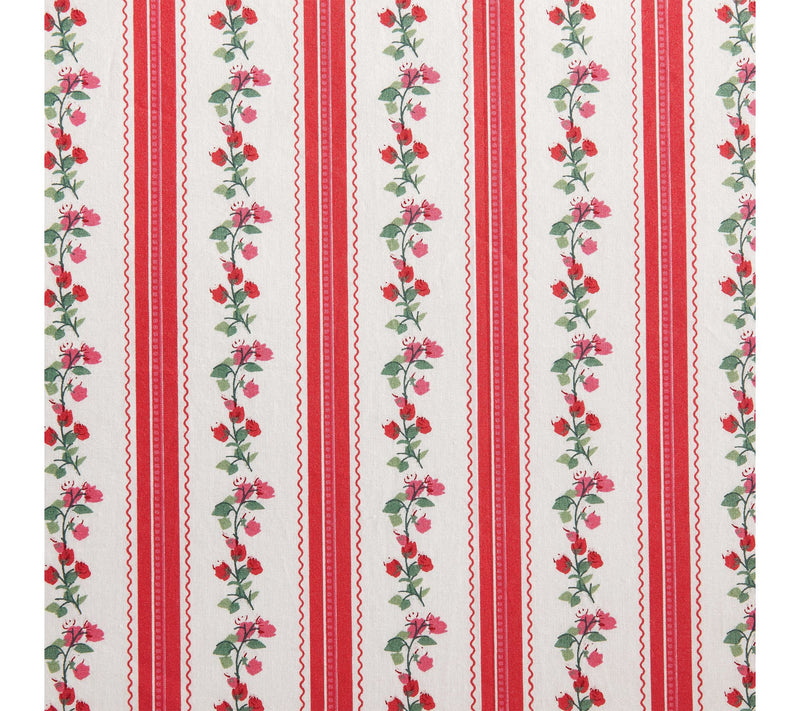 Martha Stewart Rose Ribbon White/Red Cotton Full Sheet Set — View 5