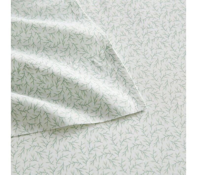 Martha Stewart Leaves White/Green Cotton King Sheet Set — View 4