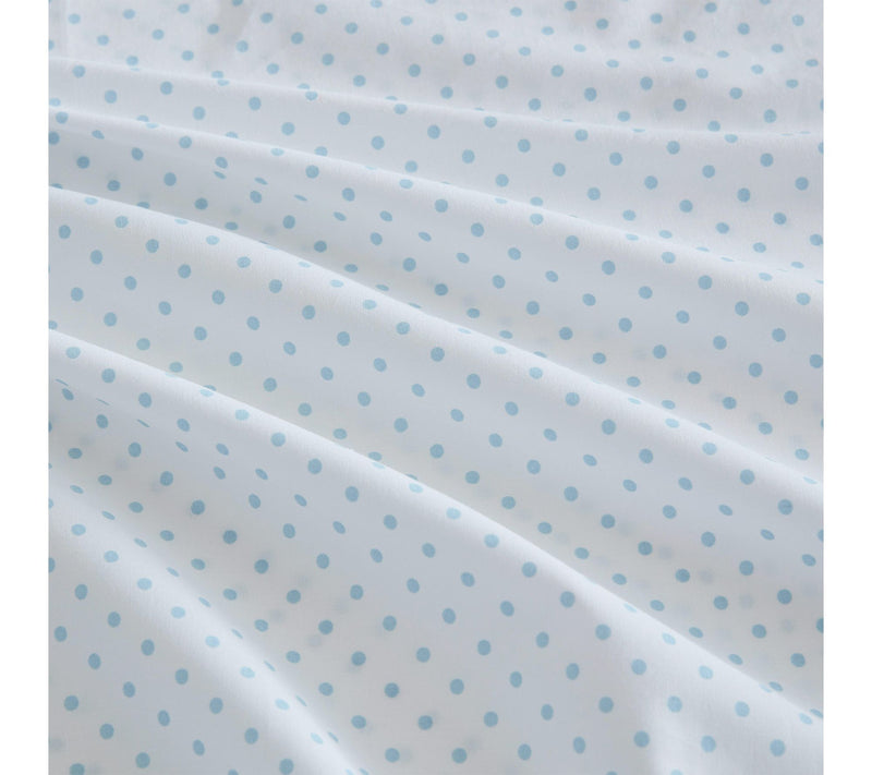 Martha Stewart Polka Dot White/Blue Cotton TwinSheet Set — View 6