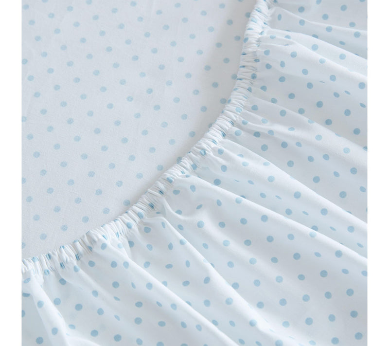 Martha Stewart Polka Dot White/Blue Cotton TwinSheet Set — View 5