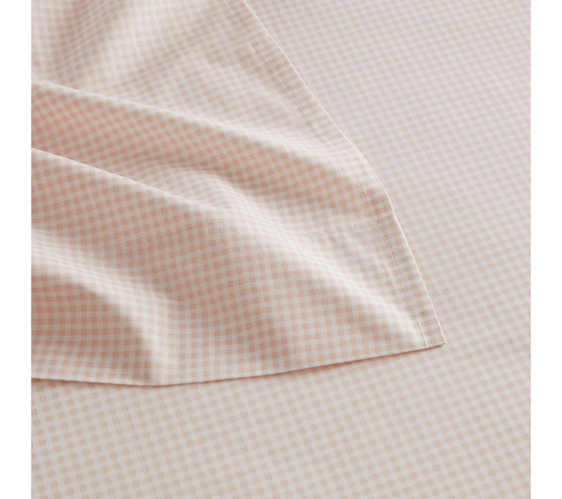 Martha Stewart Gingham White/Peach Cotton QueenSheet Set — View 4