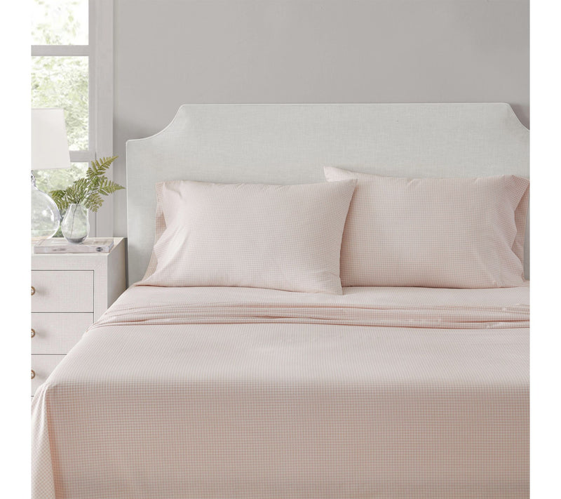 Martha Stewart Gingham White/Peach Cotton TwinSheet Set — Main view