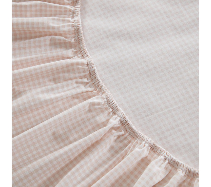 Martha Stewart Gingham White/Peach Cotton TwinSheet Set — View 5