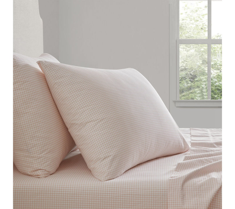 Martha Stewart Gingham White/Peach Cotton TwinSheet Set — View 7