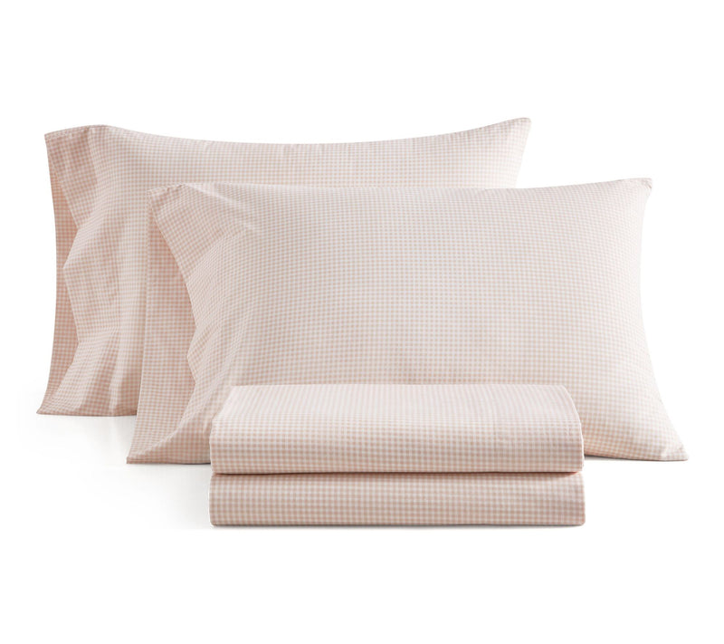 Martha Stewart Gingham White/Peach Cotton TwinSheet Set — View 2