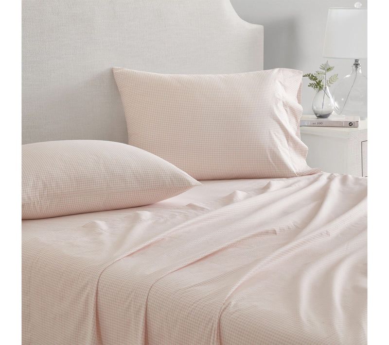 Martha Stewart Gingham White/Peach Cotton KingSheet Set — View 3