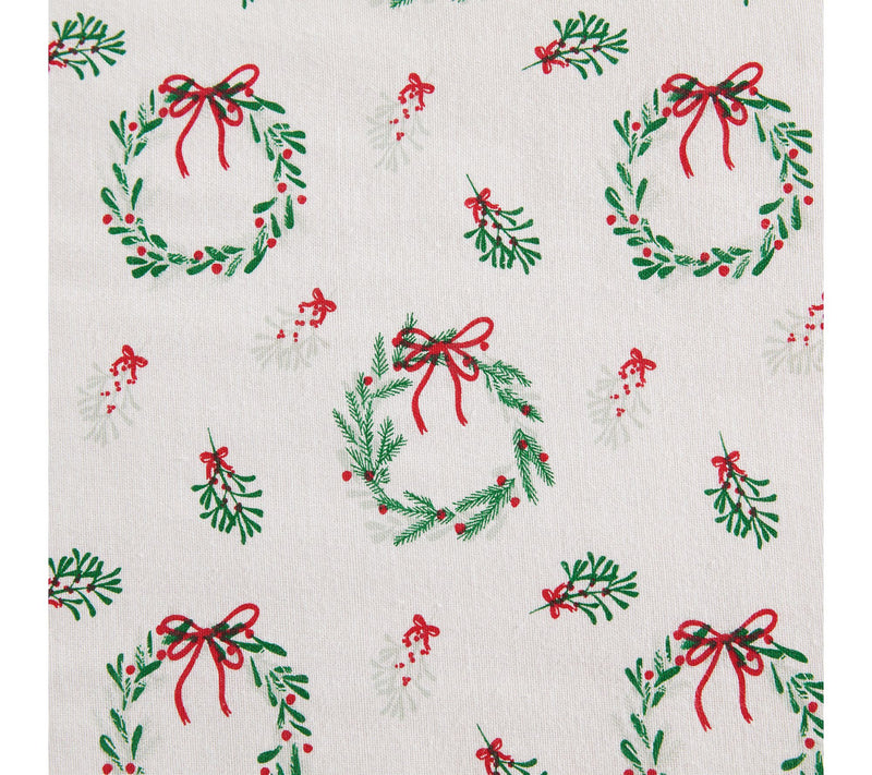 Martha Stewart Wreaths & Mistletoe Flannel Queen Sheet Set — View 6