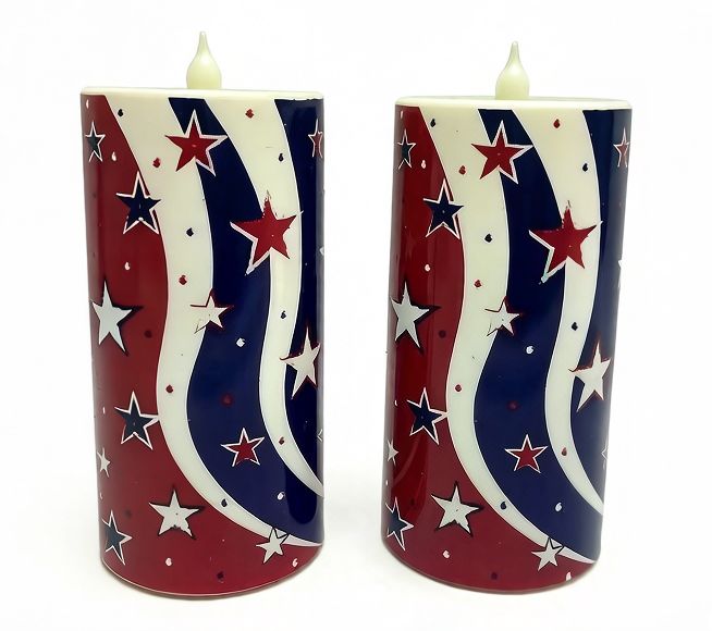 Temp-tations Set of (2) 8" Outdoor Fiberoptic Candles — View 12