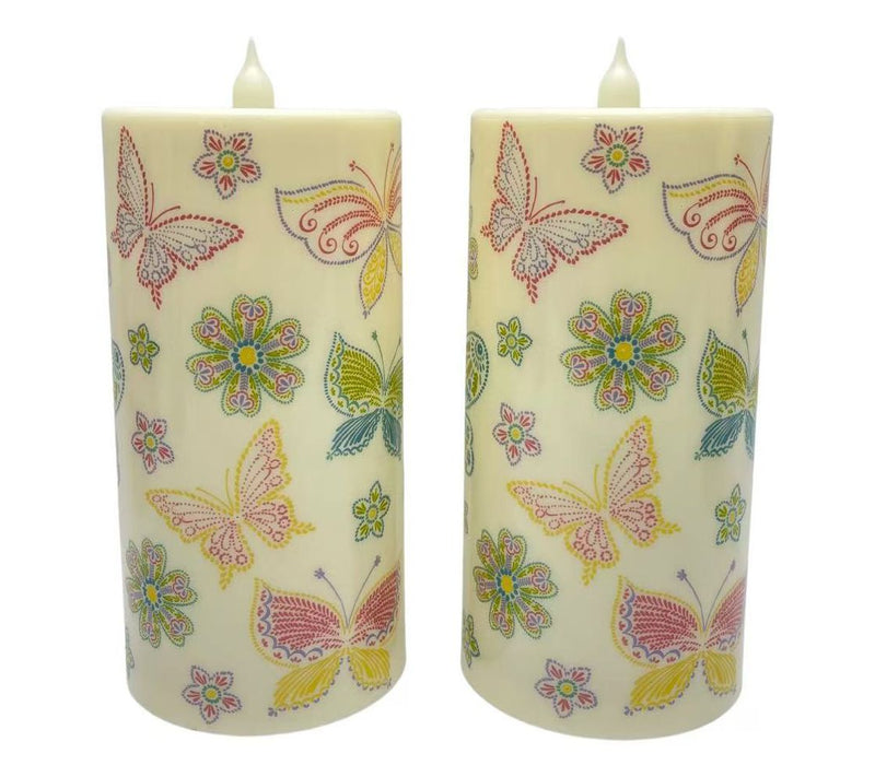 Temp-tations Set of (2) 8" Outdoor Fiberoptic Candles — View 15