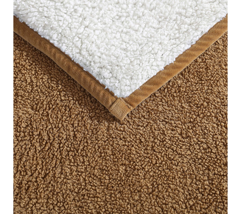 Eddie Bauer Solid Reversible Brown Sherpa 50"X60" Throw — View 4