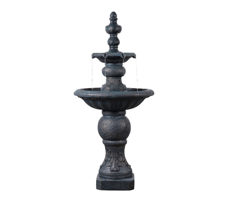 Teamson Home Outdoor 52.5" Two-tier Water Fountain, Dark Gray — View 3