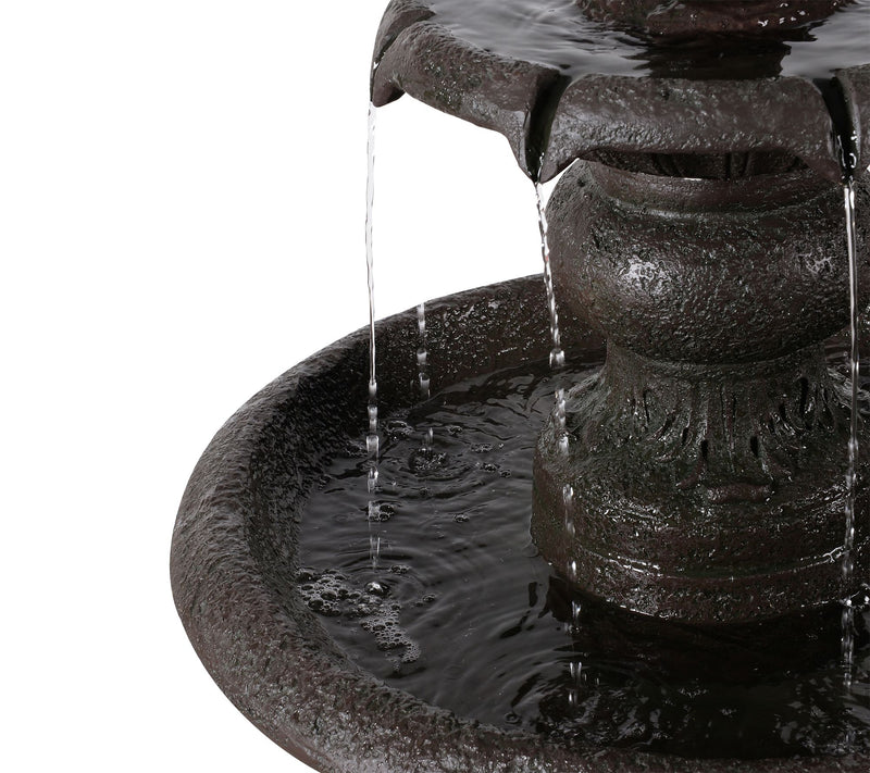Teamson Home Outdoor 52.5" Two-tier Water Fountain, Dark Gray — View 8