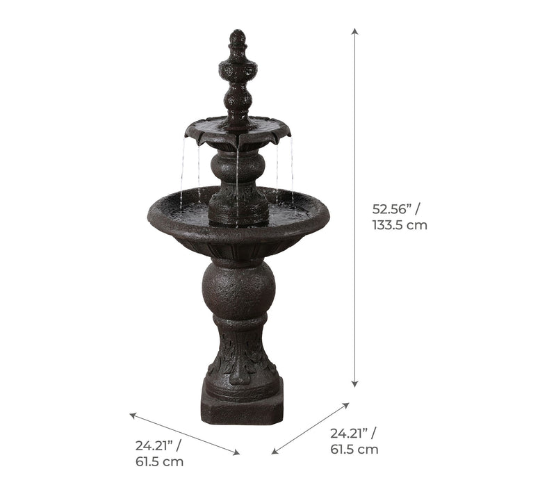 Teamson Home Outdoor 52.5" Two-tier Water Fountain, Dark Gray — View 9