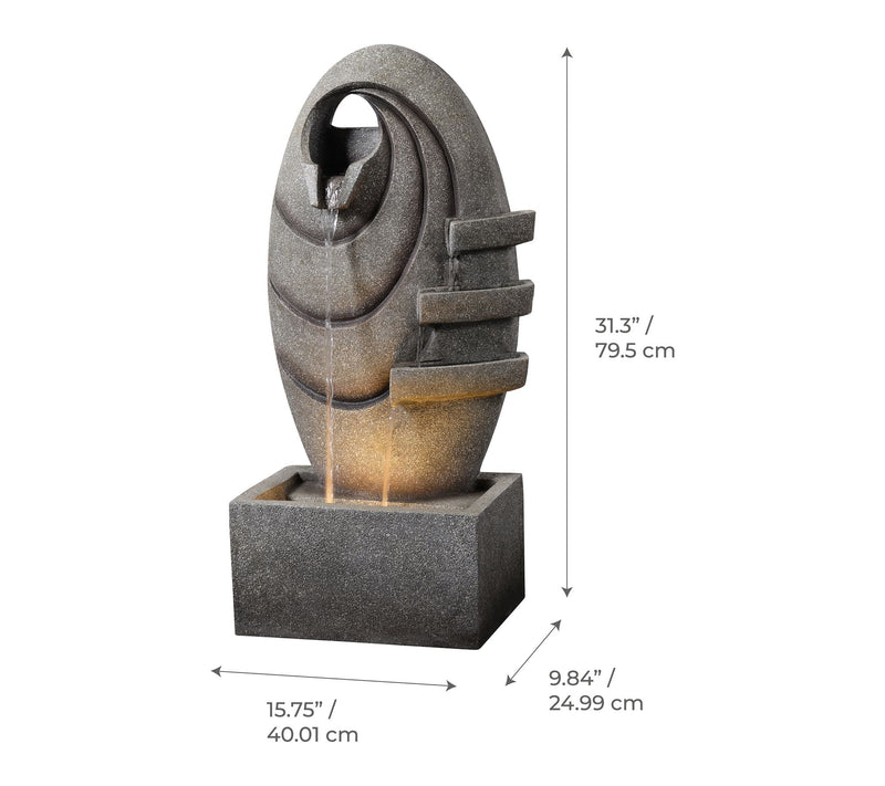 Teamson Home Outdoor 31" Modern Oval Fountain Yard Decor — View 7
