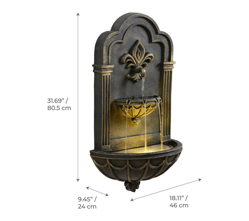 Teamson Home Outdoor 32" Two-tier Fleur-de-lisWall Fountain — View 6