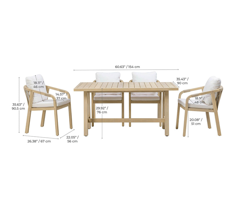 Teamson Home Outdoor 5 Piece Eucalyptus DiningSet — View 5