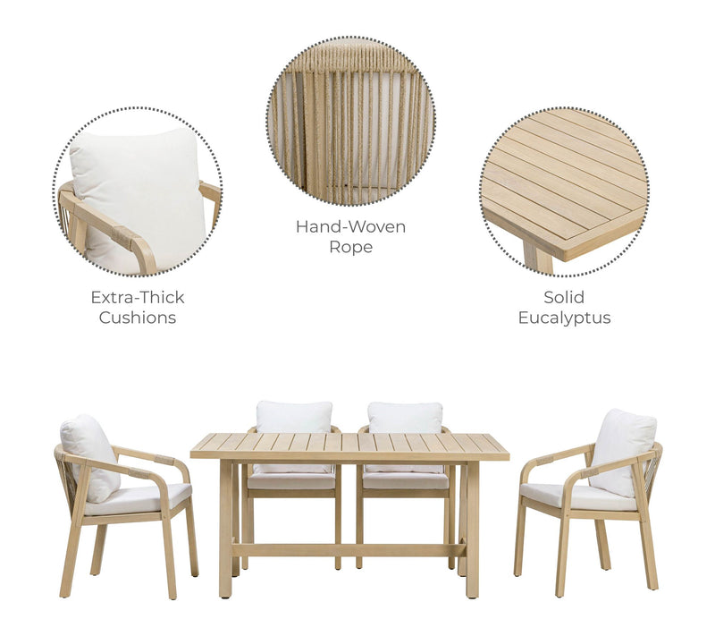 Teamson Home Outdoor 5 Piece Eucalyptus DiningSet — View 4