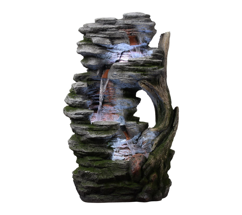 Teamson Home Outdoor 32" Cascading Faux Rock &Wood Fountain — Main view