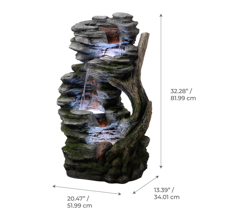Teamson Home Outdoor 32" Cascading Faux Rock &Wood Fountain — View 8