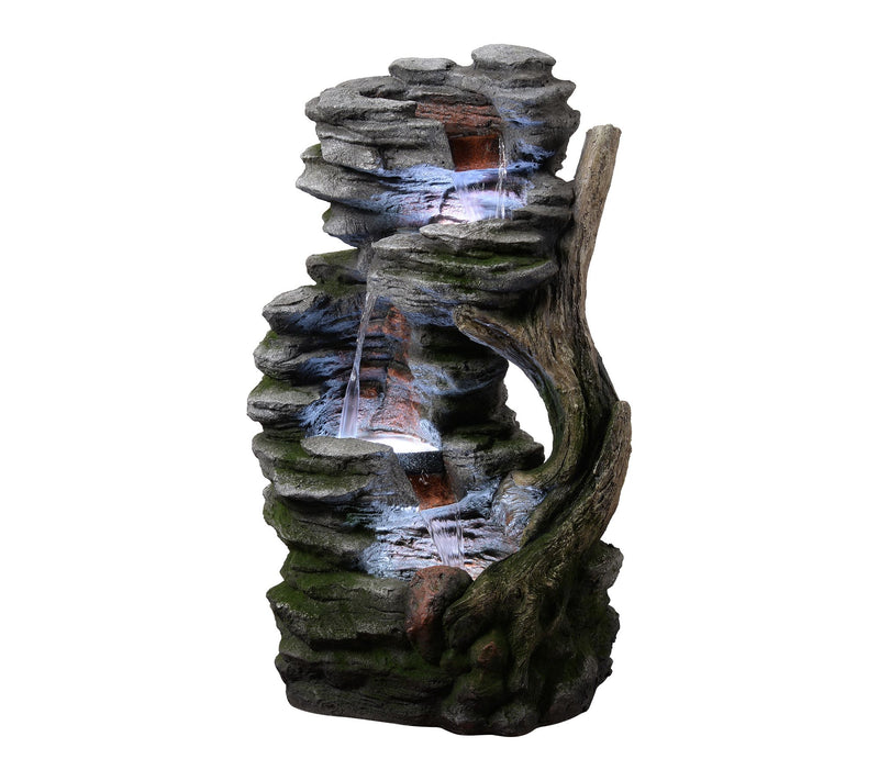 Teamson Home Outdoor 32" Cascading Faux Rock &Wood Fountain — View 6