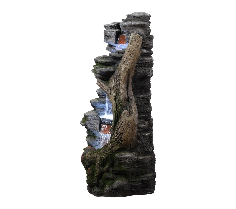 Teamson Home Outdoor 32" Cascading Faux Rock &Wood Fountain — View 3